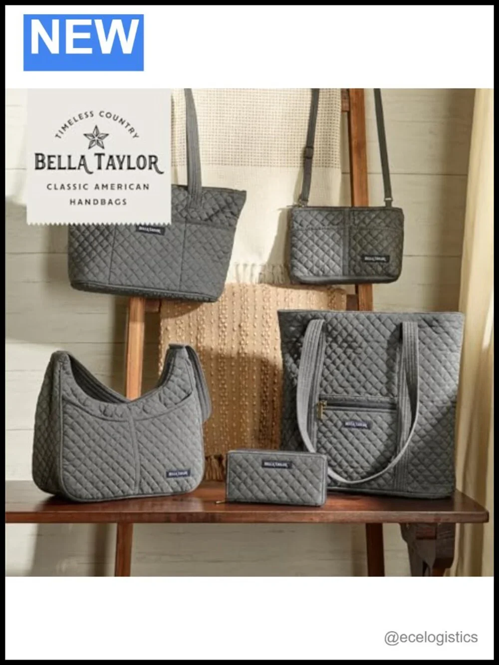 Quilted Cotton Tote Bag with 10 Pockets, Lightweight Shoulder Purse